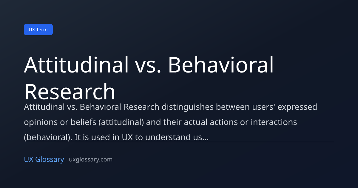 Attitudinal Attitudinal vs. Behavioral Research - Definition & Examples | UX Glossary