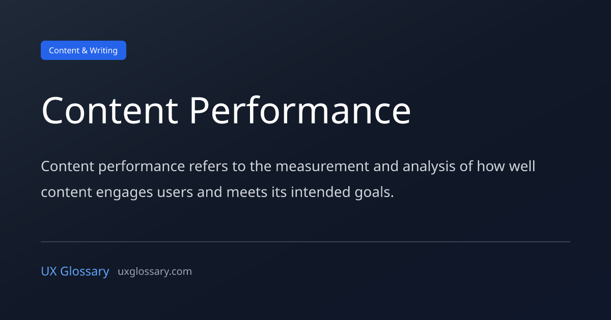 Content Performance - Definition, Meaning & Examples | UX Glossary