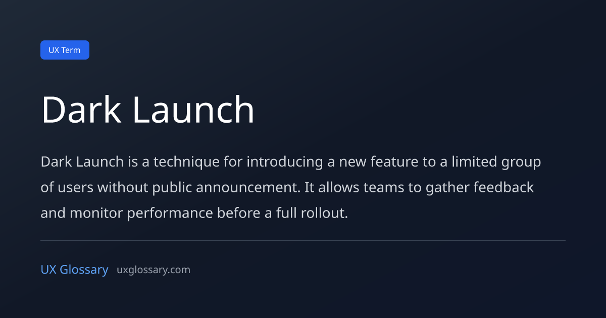 Dark Launch - Definition, Meaning & Examples | UX Glossary