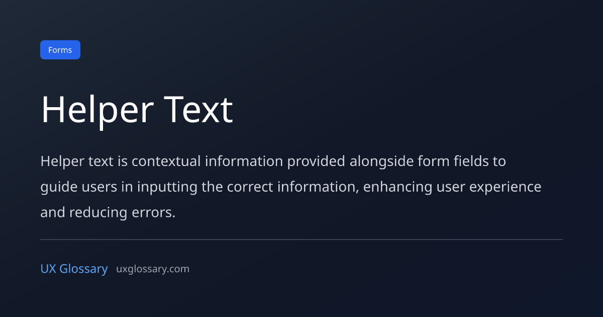 Helper Text - Definition, Meaning & Examples | UX Glossary