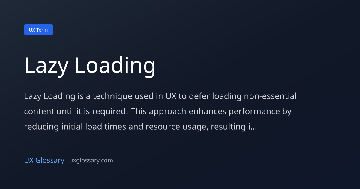Lazy Loading - Definition, Meaning & Examples | UX Glossary
