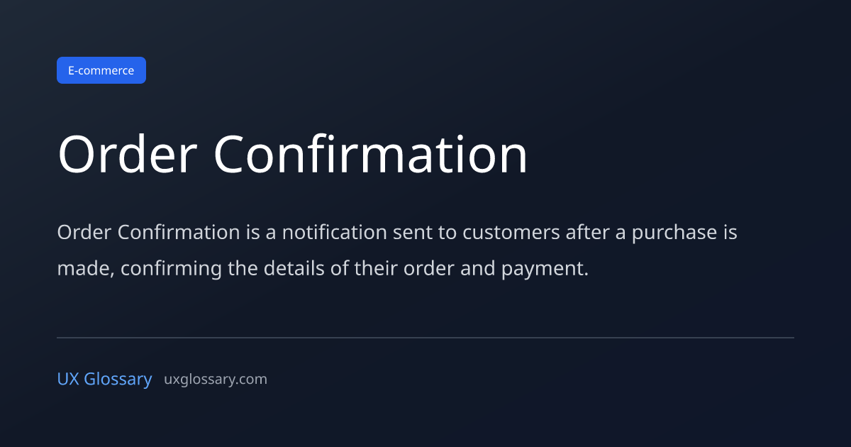 Confirmation Window Design Example Order Confirmation - Definition, Meaning & Examples | UX Glossary